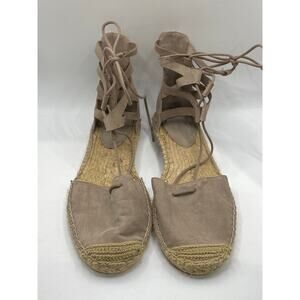 FOREVER 21 Women's Beige Faux-Suede Strappy D-Orsay Flat Espadrille Sandals SZ10